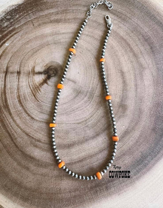 4mm & Spiny Oyster "Navajo Pearl" Necklaces